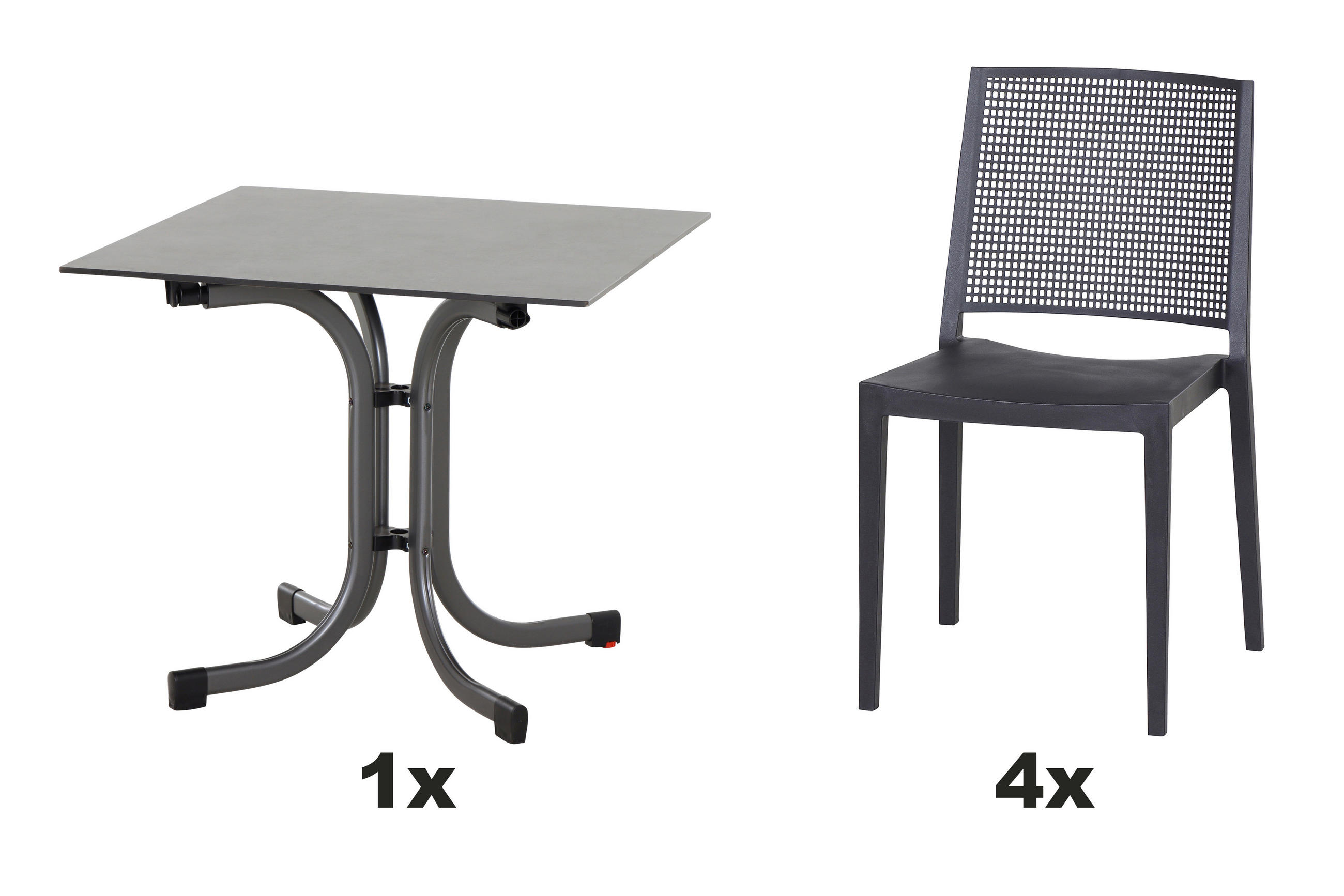 GARTENGARNITUR 4-teilig Stahl  - Anthrazit, Basics, Kunststoff/Metall (80/80/80cm) - Siena Garden