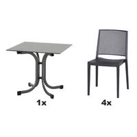 GARTENGARNITUR 4-teilig Stahl 4-teilig  - Anthrazit, Basics, Kunststoff/Metall (80/80/80cm) - Siena Garden