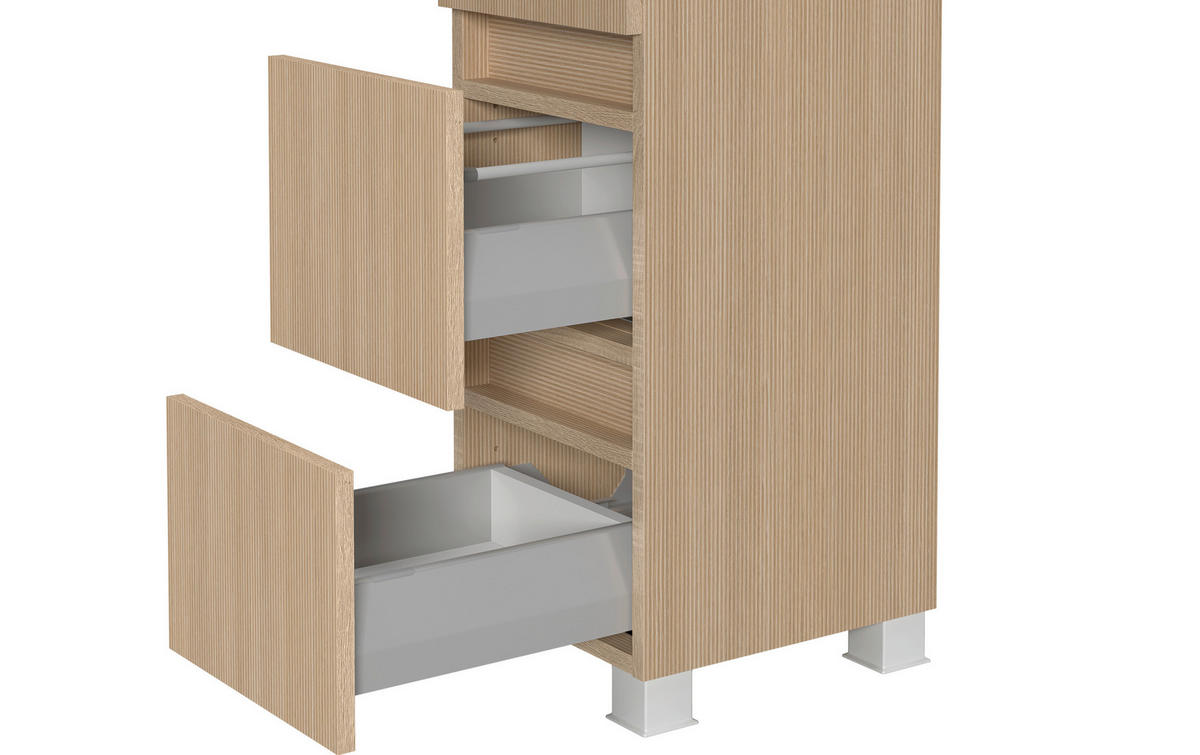 MIDISCHRANK 30/131/35 cm  - Sandfarben/Eichefarben, KONVENTIONELL, Holzwerkstoff/Kunststoff (30/131/35cm) - Xora