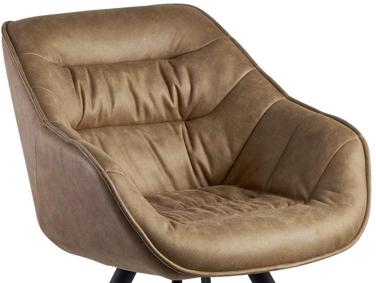 ŽIDLE S PODRUČKAMI, vzhled kůže, béžová - černá/béžová, Moderní, kov/textil (60/85/64cm) - MID.YOU