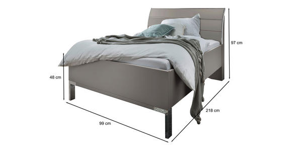 BETT 90/200 cm  in Grau  - Chromfarben/Grau, KONVENTIONELL, Holzwerkstoff/Metall (90/200cm) - Dieter Knoll