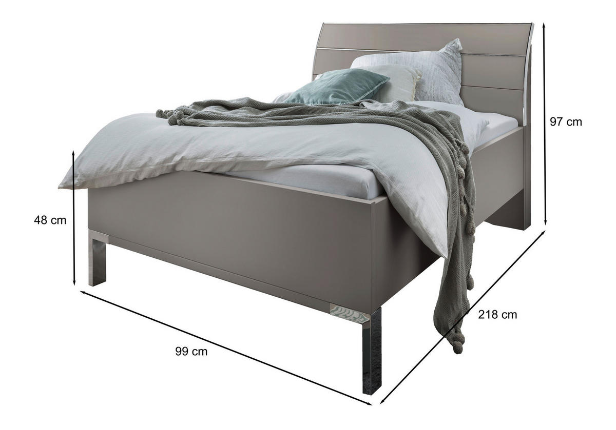 BETT 90/200 cm  in Grau   - Chromfarben/Grau, Konventionell, Holzwerkstoff/Metall (90/200cm) - Dieter Knoll