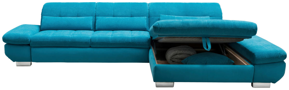 ECKSOFA Türkis Mikrofaser  - Türkis/Schwarz, Design, Textil/Metall (204/341cm) - Xora