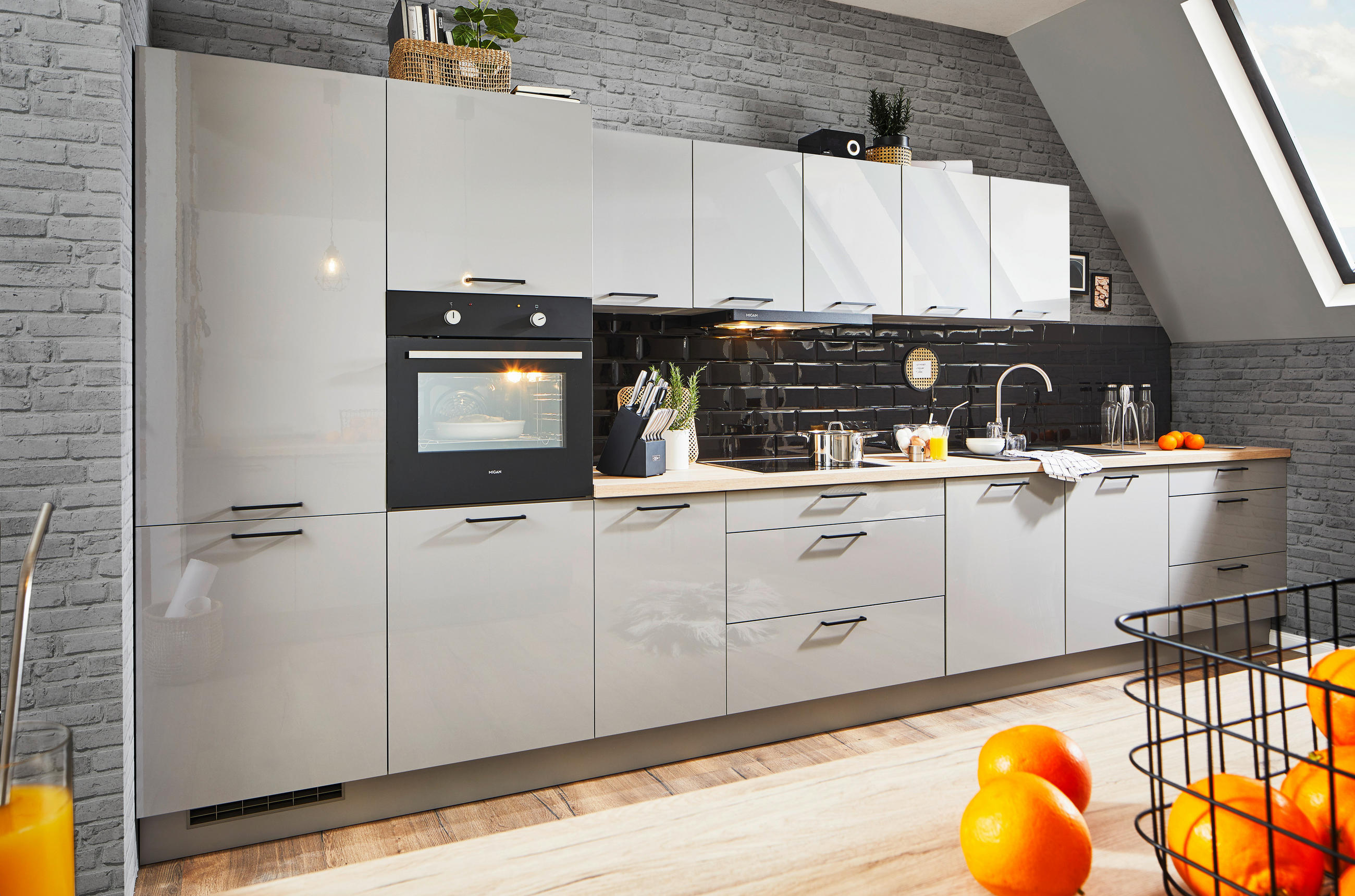 BUCĂTĂRIE LA COMANDĂ   - gri, Design, material pe bază de lemn - Moderano