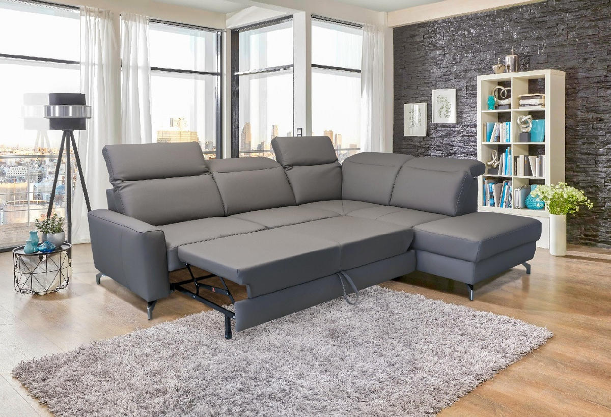 SAROKGARNITÚRA bőr taupe  - taupe, Basics, bőr/fém (284/86/217cm) - Andante