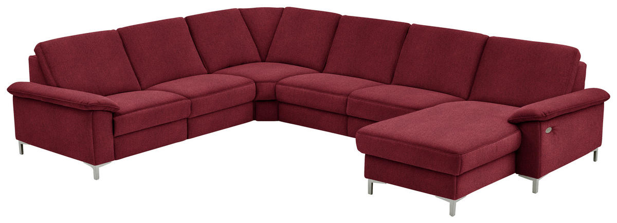 WOHNLANDSCHAFT in Chenille Rot  - Rot/Alufarben, Design, Textil/Metall (265/333/170cm) - Dieter Knoll