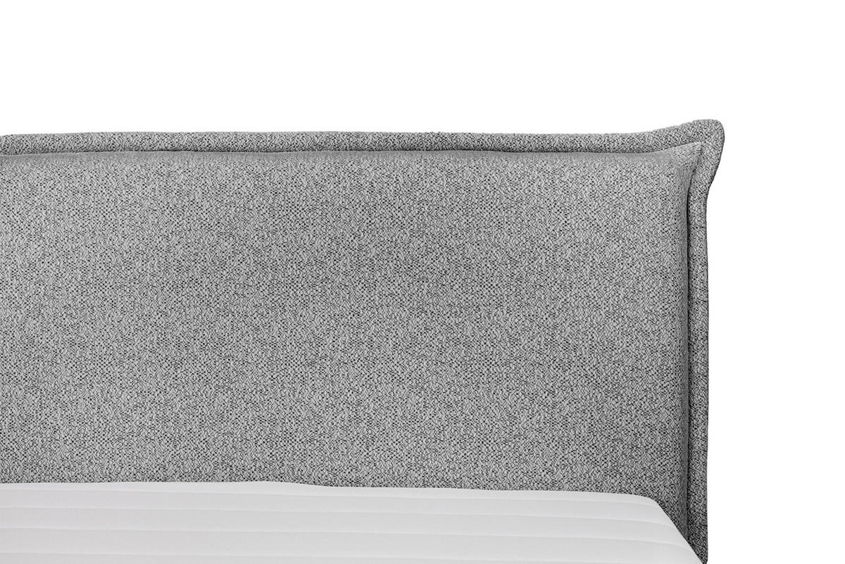 BOXSPRINGBETT 140/200 cm,  in Hellgrau, Matratze, gepolstertes Kopfteil, Topper, H3 + H3 = fest  - Hellgrau/Schwarz, Trend, Textil (140/200cm) - Chameo