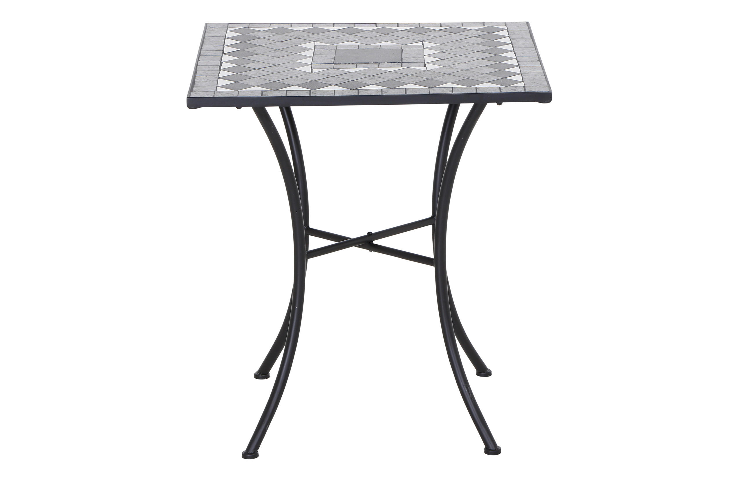 GARTENTISCH 64/64/71 cm Metall, Keramik quadratisch  - Schwarz, KONVENTIONELL, Keramik/Metall (64/64/71cm) - Siena Garden