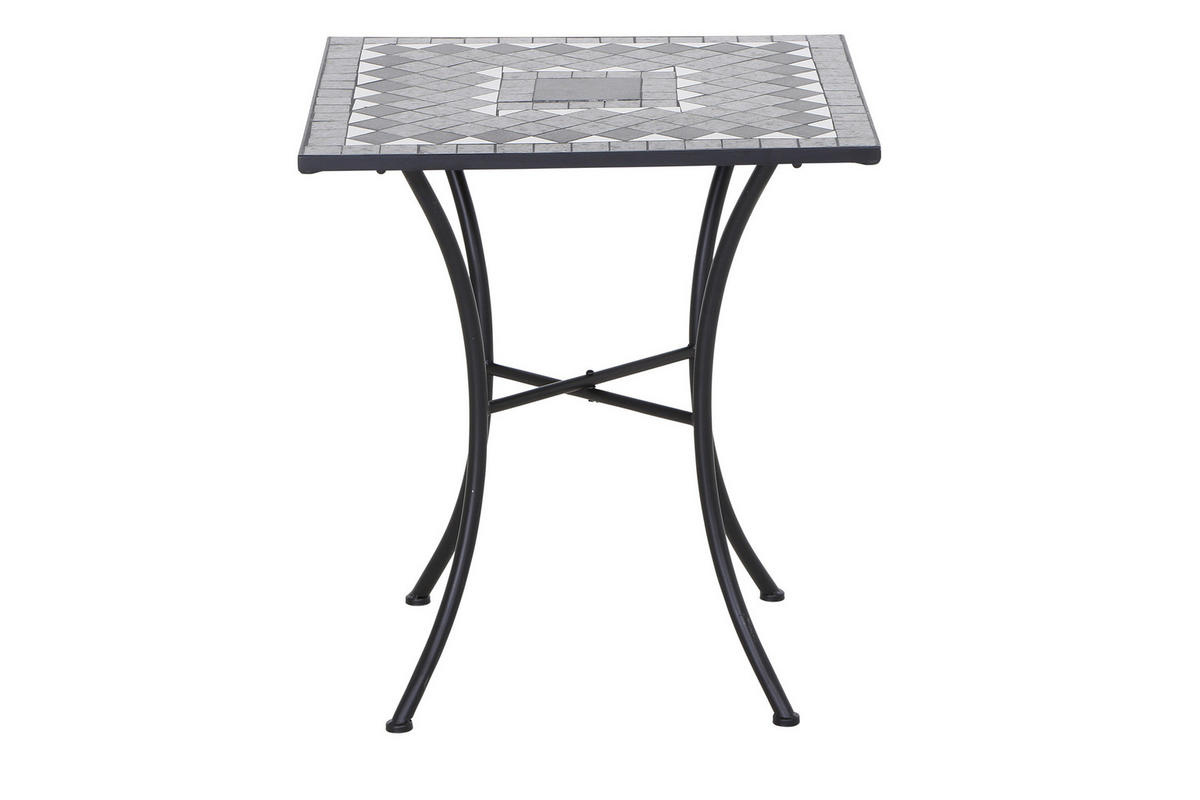 GARTENTISCH 64/64/71 cm Metall, Keramik quadratisch  - Schwarz, KONVENTIONELL, Keramik/Metall (64/64/71cm) - Siena Garden