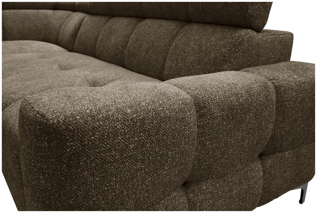 ECKSOFA in Struktur Dunkelgrün  - Dunkelgrün/Schwarz, Modern, Textil/Metall (212/254cm) - Carryhome