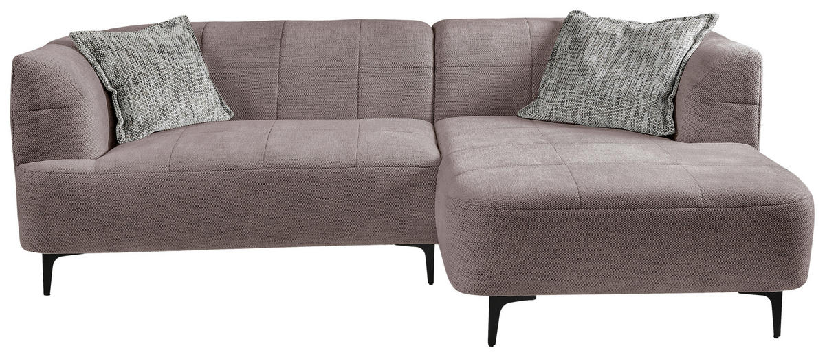 ECKSOFA in Struktur Taupe  - Taupe/Schwarz, Design, Textil/Metall (247/158cm) - MID.YOU