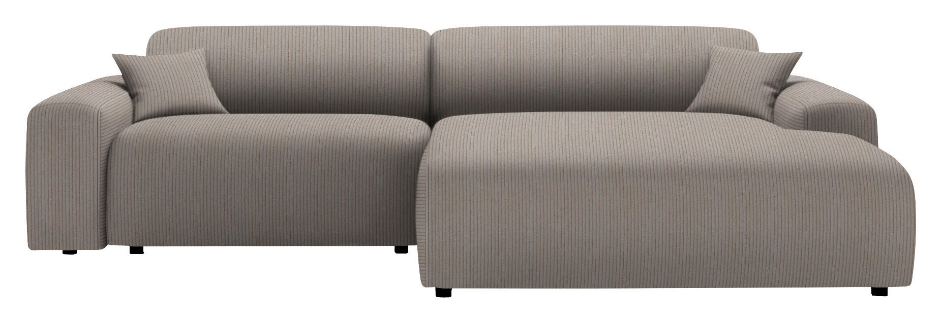 ECKSOFA in Velours, Feincord Taupe  - Taupe/Schwarz, Design, Kunststoff/Textil (292/178cm) - Livetastic