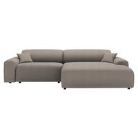 ECKSOFA in Velours, Feincord Taupe  - Taupe/Schwarz, Design, Kunststoff/Textil (292/178cm) - Livetastic