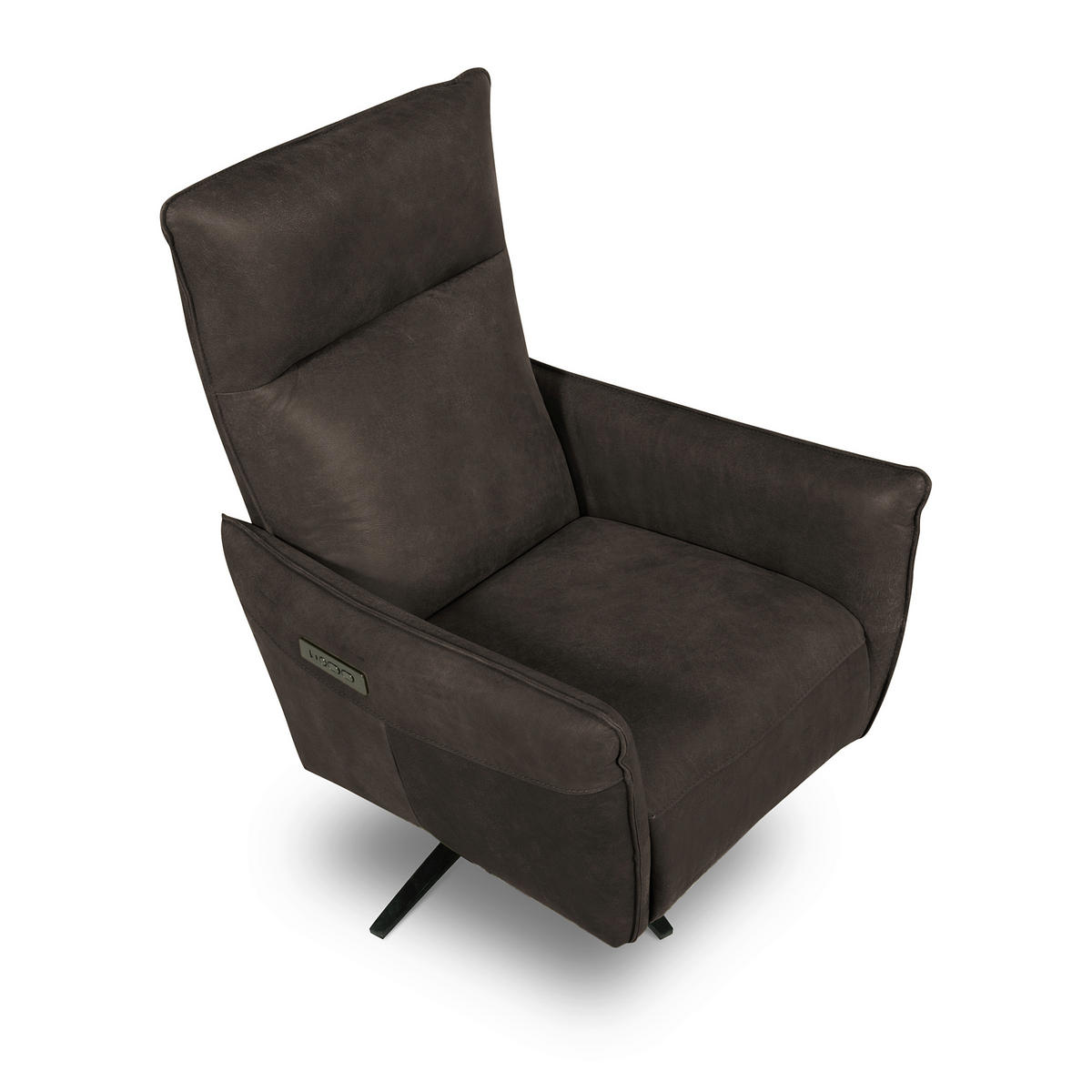 RELAXSESSEL Leder Dunkelgrau  - Dunkelgrau/Schwarz, Design, Leder/Metall (77/107/88cm) - Livetastic