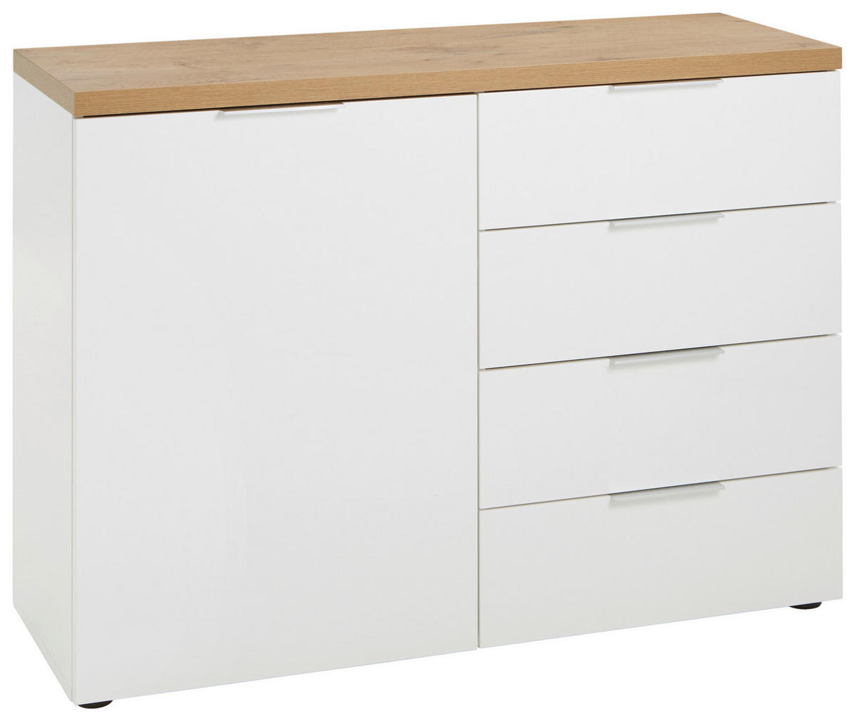 KOMODA   120/89/43 cm   bijela, boje hrasta  - bijela/boje hrasta, Design, drvni materijal/metal (120/89/43cm) - Voleo