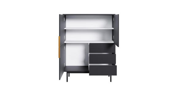 HIGHBOARD Schwarz Viva  - Goldfarben/Schwarz, Design, Holzwerkstoff/Metall (104/82/39cm) - Xora