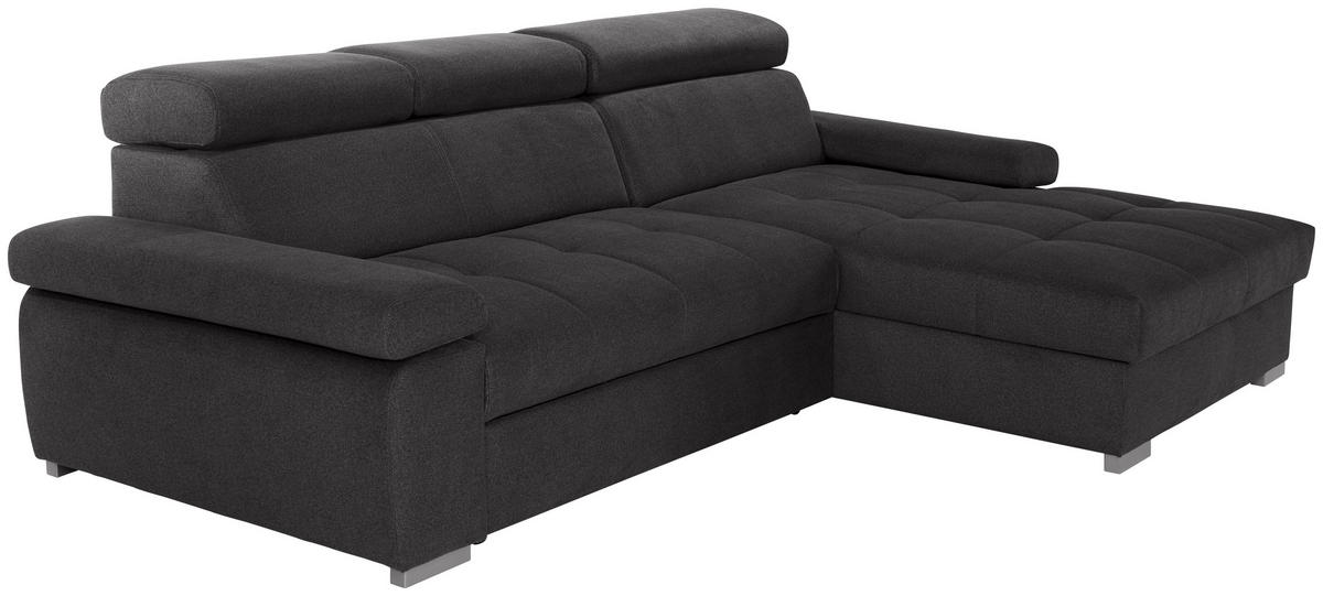 ECKSOFA in Velours Graphitfarben  - Silberfarben/Graphitfarben, Design, Holz/Textil (292/183cm) - Livetastic