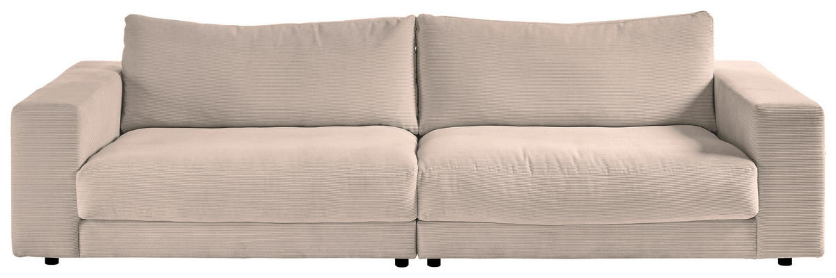 3-SITZER-SOFA in Cord Taupe  - Taupe/Schwarz, Design, Kunststoff/Textil (290/86/127cm) - Lomoco