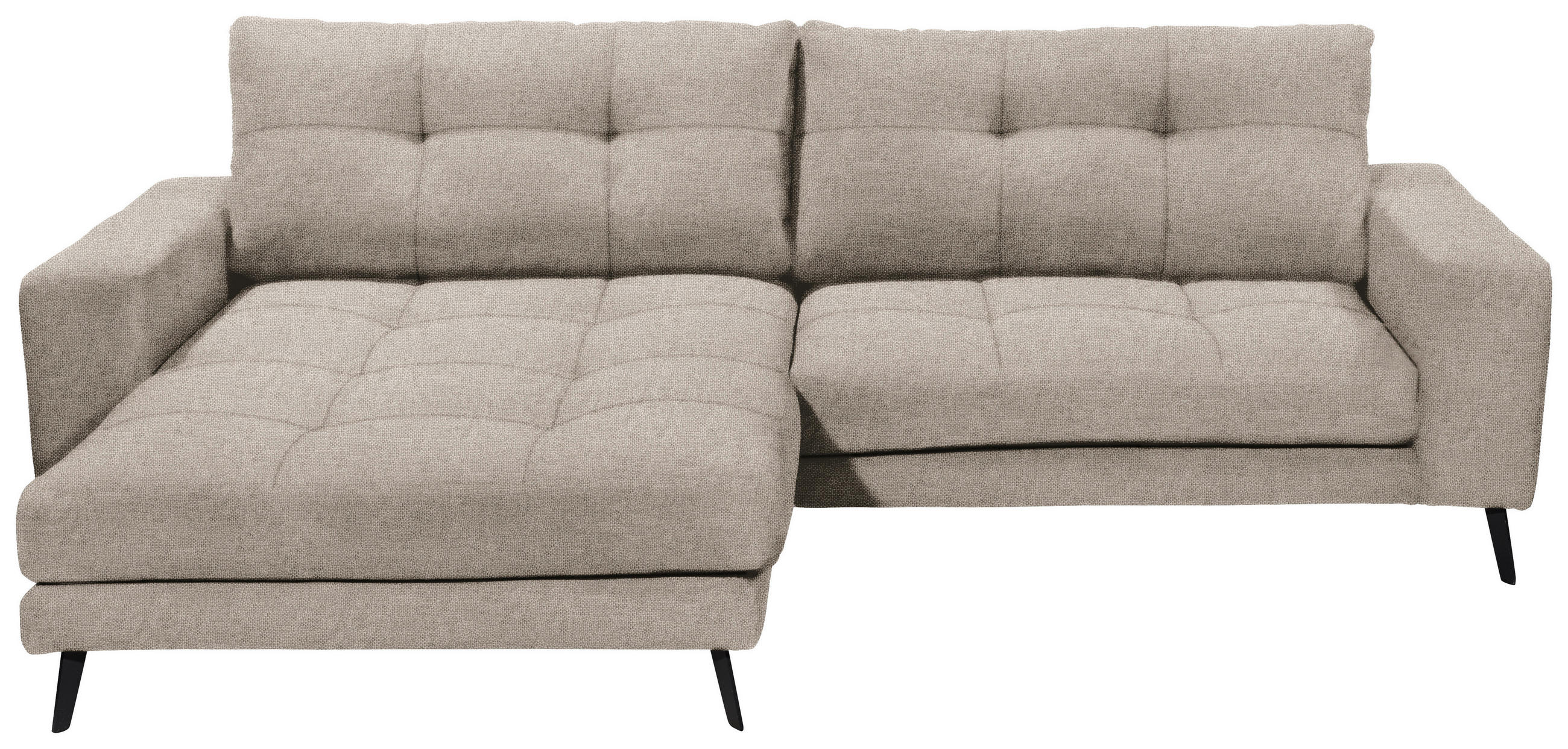 ECKSOFA ROCKPORT Greige Webstoff  - Greige/Schwarz, Basics, Textil/Metall (171/247cm) - Livetastic