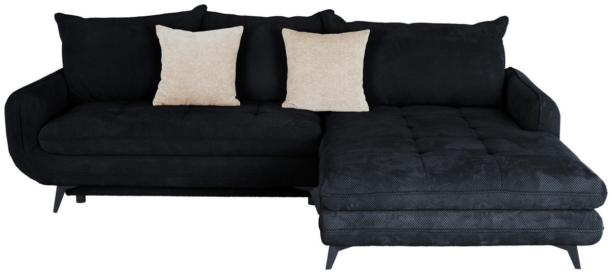 ECKSOFA WAVE Schwarz Struktur  - Beige/Schwarz, MODERN, Textil/Metall (266/189cm) - MID.YOU
