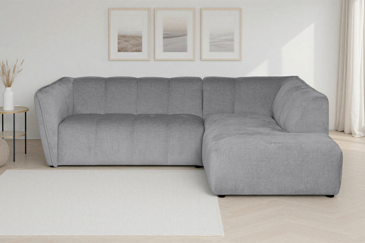 ECKSOFA  LIVOLI Hellgrau Chenille  - Hellgrau/Schwarz, Design, Textil (230/218cm) - MID.YOU