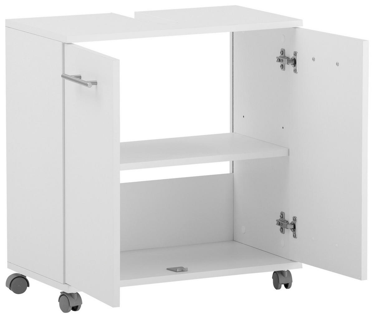 WASCHBECKENUNTERSCHRANK 60/63,4/32,6 cm  - Edelstahlfarben/Weiß, KONVENTIONELL, Holzwerkstoff/Kunststoff (60/63,4/32,6cm) - Stylife