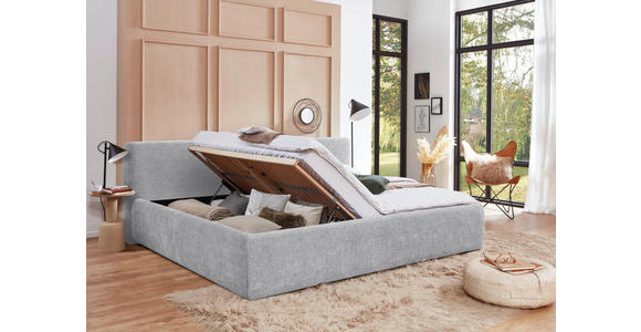 POLSTERBETT Bettkasten, Lattenroste Hellgrau 180/200 cm  - Birkefarben/Buchefarben, Design, Holz/Textil (180/200cm) - Xora