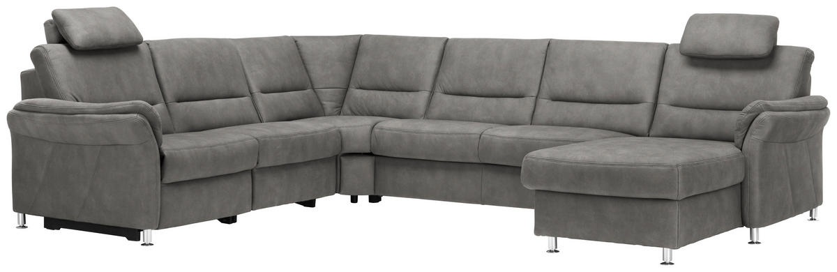 SOFFA i mikrofiber ljusgrå  - aluminiumfärg/ljusgrå, Klassisk, metall/textil (262/335/173cm) - Beldomo System