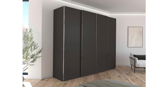 SCHWEBETÜRENSCHRANK 271/235/68 cm 4-türig Graphitfarben - Chromfarben/Graphitfarben, Design, Holzwerkstoff/Metall (271/235/68cm) - Novel