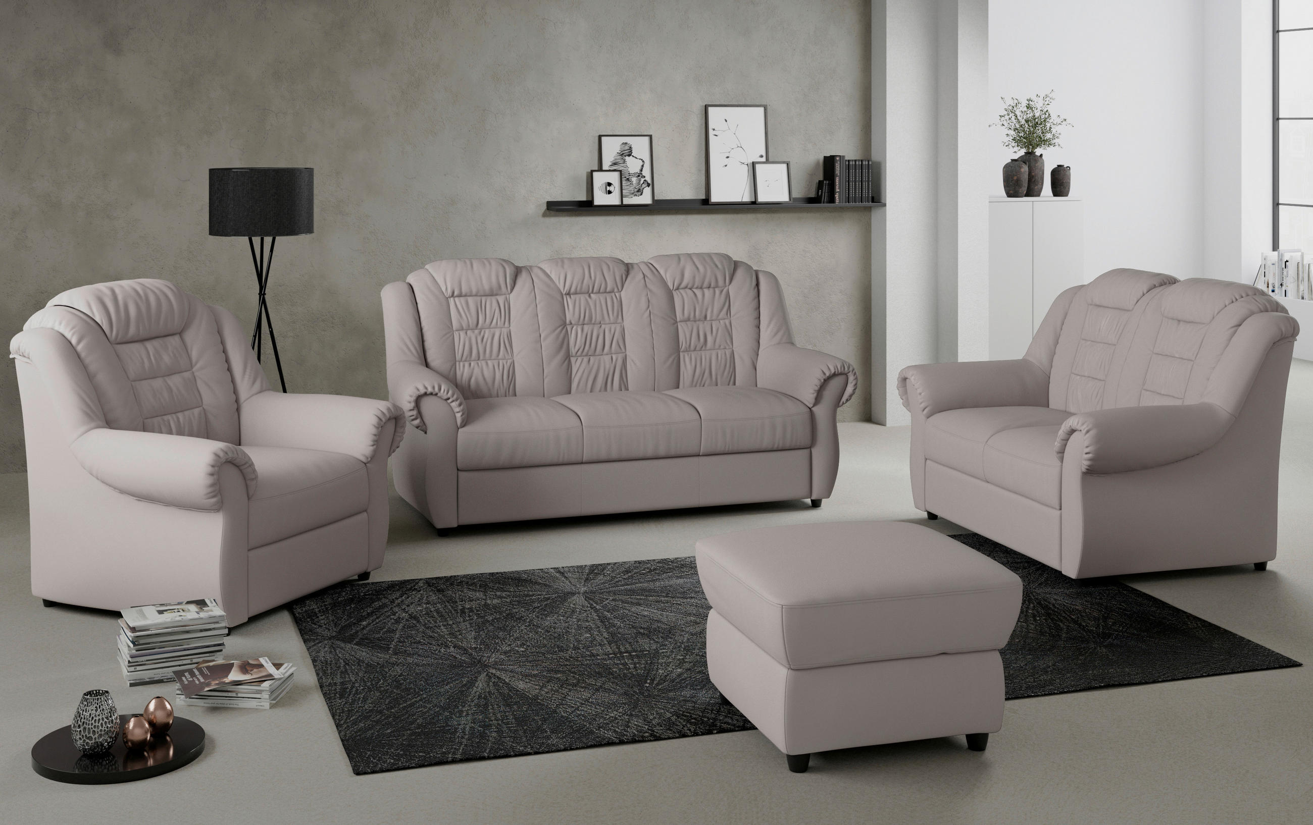 HOCKER in Textil Hellbraun - Hellbraun/Schwarz, Konventionell, Kunststoff/Textil (68/45/68cm) - Livetastic