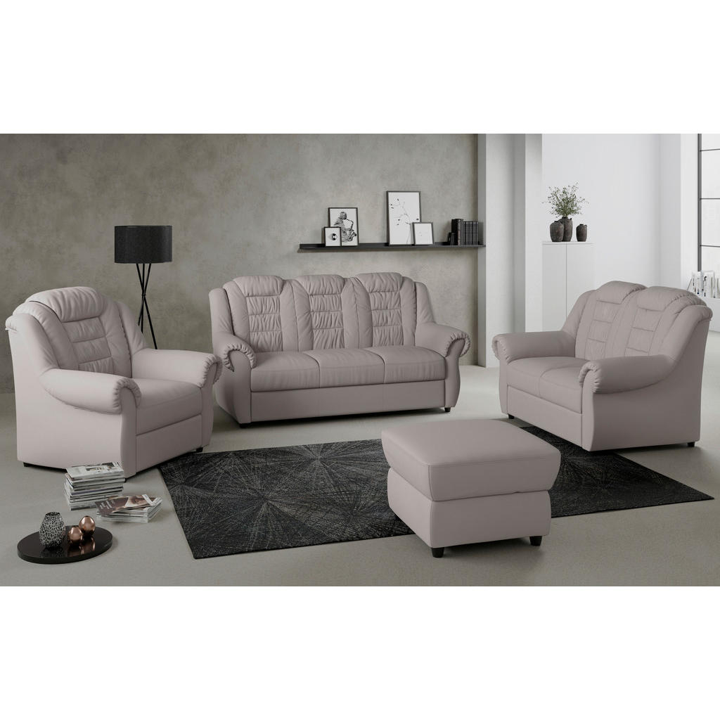 Thumbnail - Livetastic Sitzgarnitur, Hellbraun, Textil, 3-teilig, Made in EU, Hocker erhältlich, Rücken echt, Armteil links, rechts,...