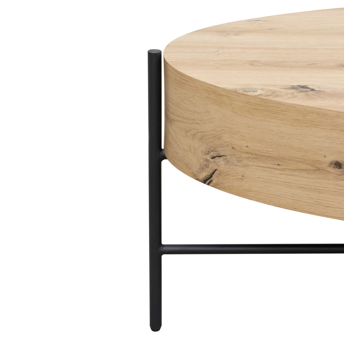 COUCHTISCH 120/60/38 cm oval Schwarz, Eichefarben  - Eichefarben/Schwarz, Design, Holzwerkstoff/Metall (120/60/38cm) - Carryhome