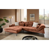 ECKSOFA GARDA Rostfarben Chenille Zierkissen, Rückenkissen, Nierenkissen, Rücken echt  - Rostfarben/Schwarz, KONVENTIONELL, Textil/Metall (192/310cm) - Livetastic