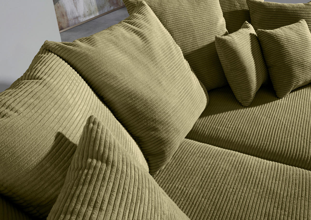 MEGASOFA Cord Hellgrün  - Schwarz/Hellgrün, ROMANTIK / LANDHAUS, Holz/Textil (276/81/140cm) - Landscape