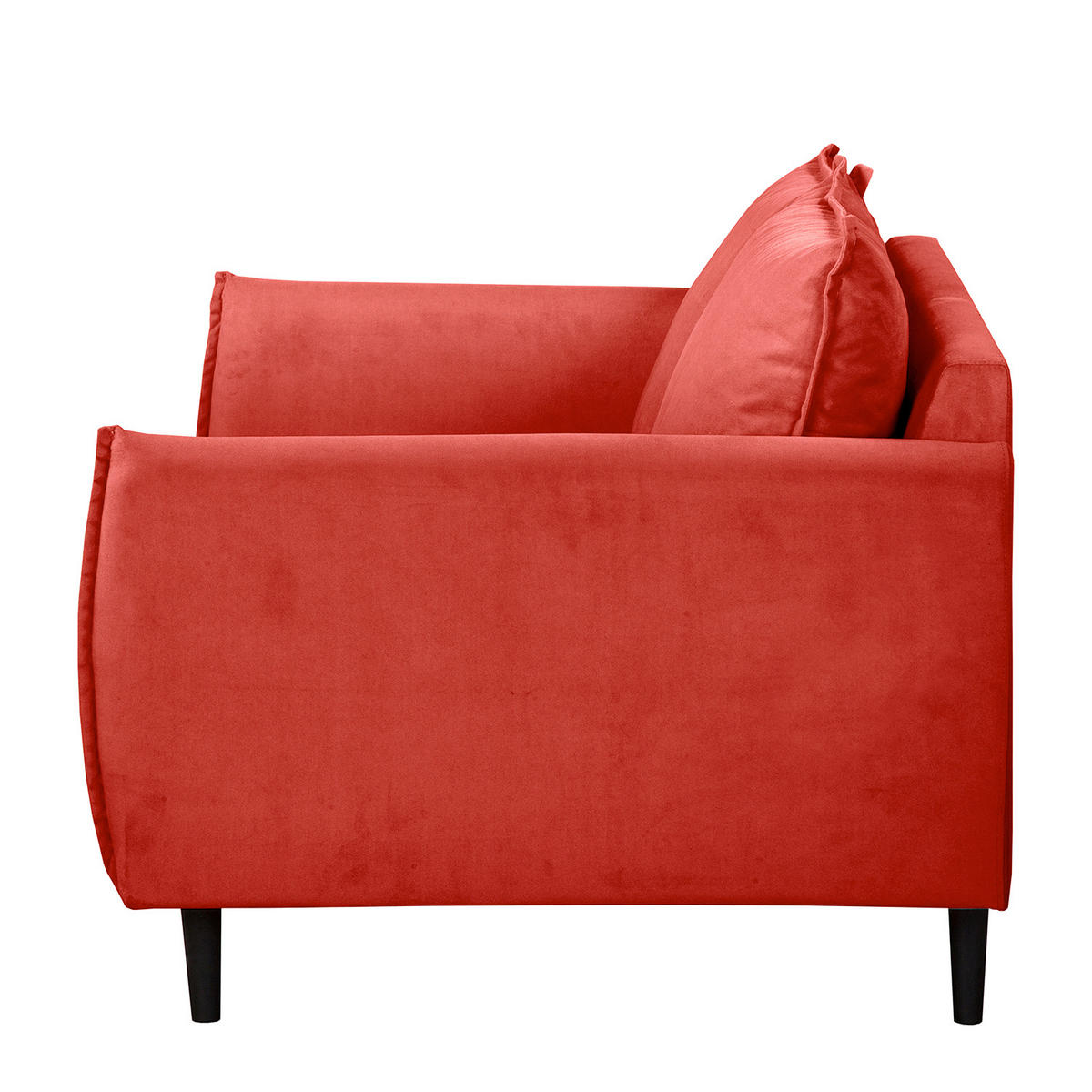 2-SITZER-SOFA Samt Rot  - Rot/Schwarz, Design, Holz/Textil (138/86/100cm) - P & B