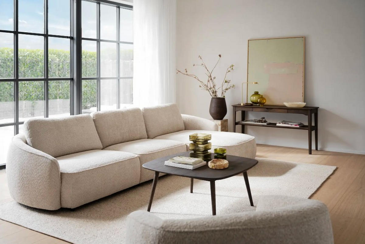 SOFFA i beige  - beige/svart, Klassisk, metall/trä (319/80/162cm) - Rowico