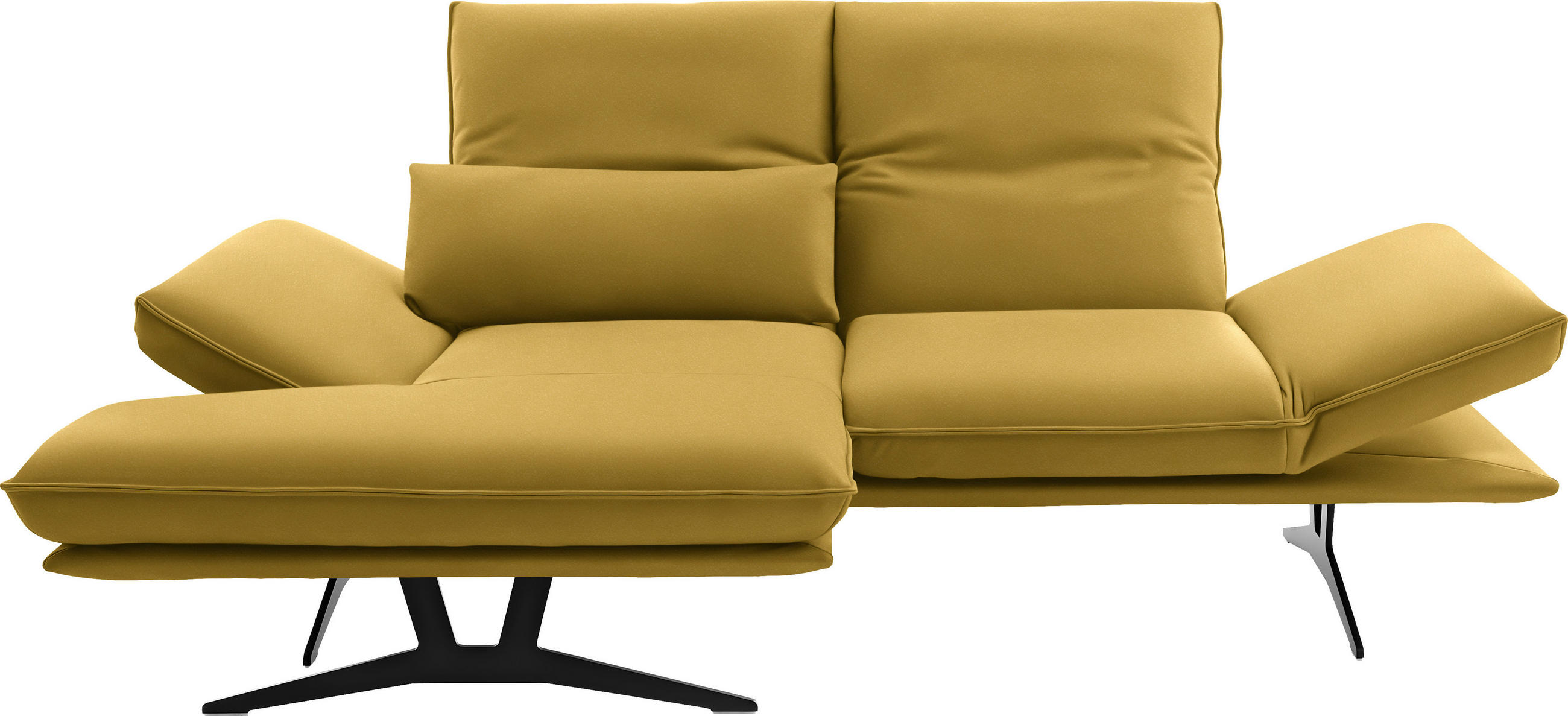 ECKSOFA in Echtleder Gelb  - Gelb/Schwarz, Design, Leder/Metall (130/210cm) - Dieter Knoll