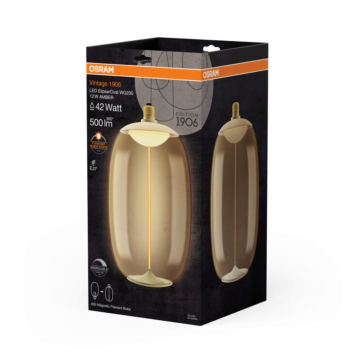 LED-LEUCHTMITTEL   E27 12 W 500 lm  - Bernsteinfarben, KONVENTIONELL, Kunststoff (20/37cm) - Osram