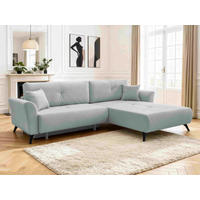 KOTNA SEDEŽNA GARNITURA, gladka tkanina svetlo modra  - svetlo modra/črna, Design, kovina/tekstil (270/183cm) - P & B