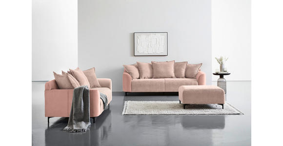 HOCKER in Textil Rosa - Schwarz/Rosa, KONVENTIONELL, Textil/Metall (99/46/77cm) - Carryhome