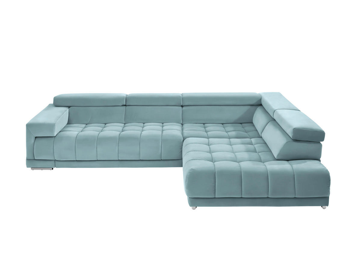 ECKSOFA  in Mikrofaser Hellblau  326/222 cm  - Chromfarben/Hellblau, Design, Textil/Metall (326/222cm) - Beldomo Speed