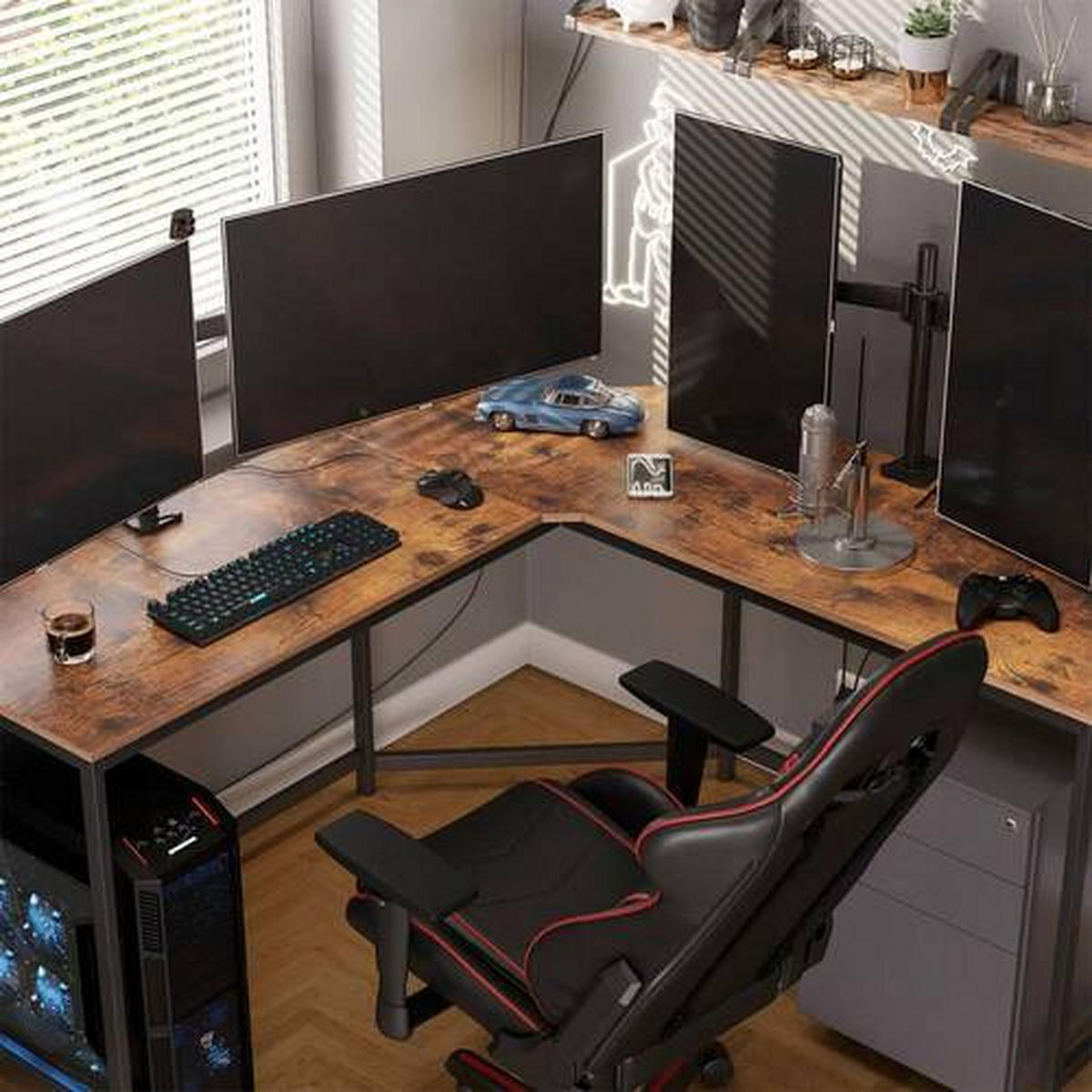 ROHOVÝ PÍSACÍ STÔL, hnedá, čierna, 149/149/75 cm - hnedá/čierna, Basics, kov/kompozitné drevo (149/149/75cm) - Boxxx