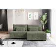 ECKSOFA Olivgrün Cord  - Schwarz/Olivgrün, MODERN, Holz/Textil (210/145cm) - Carryhome