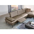 ECKSOFA in Echtleder Graubraun  - Graubraun/Schwarz, Design, Leder/Metall (157/325cm) - Dieter Knoll