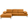 ECKSOFA in Mikrofaser Hellbraun  176/298 cm  - Hellbraun/Beige, Design, Textil/Metall (176/298cm) - Valnatura