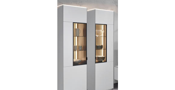 VITRINE  in Eiche Weiß, Eichefarben - Eichefarben/Schwarz, Design, Glas/Holz (60,8/198,6/40cm) - Dieter Knoll