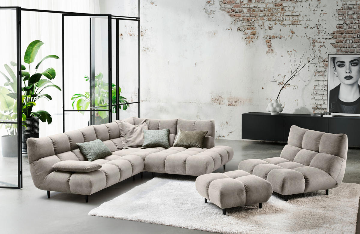 SESSEL in Feincord Sandfarben  - Sandfarben/Schwarz, Design, Holz/Textil (112/85/108cm) - Pure Home Lifestyle