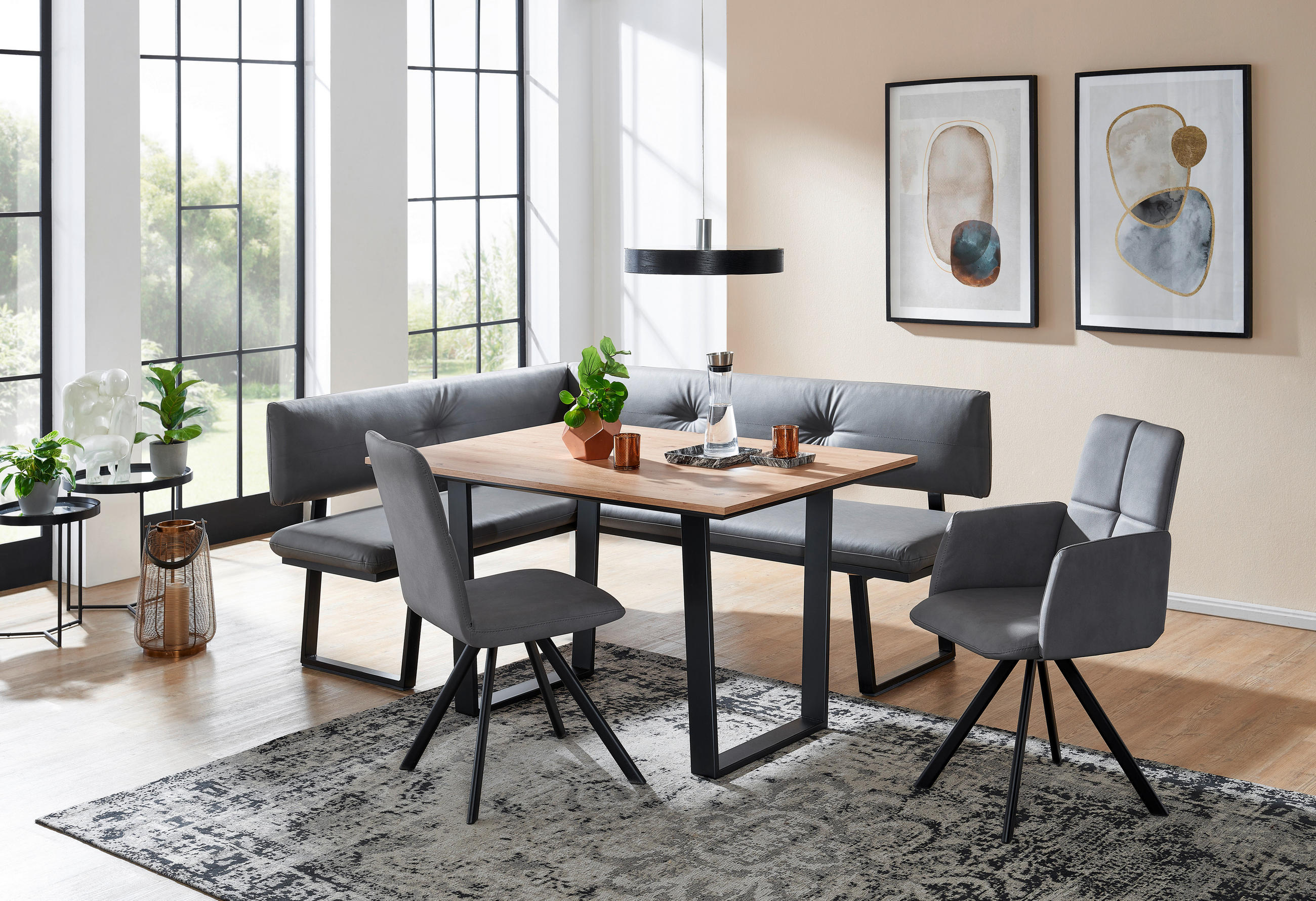ESSTISCH rechteckig Schwarz, Eiche Artisan  - Schwarz/Eiche Artisan, MODERN, Holzwerkstoff/Metall (120/80/76cm) - Cantus