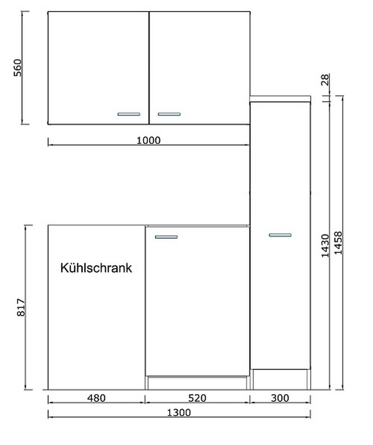MINIKÜCHE 130 cm   in Weiss, Eichefarben  - Weiss/Edelstahlfarben, Modern, Holzwerkstoff/Metall (130cm) - Respekta