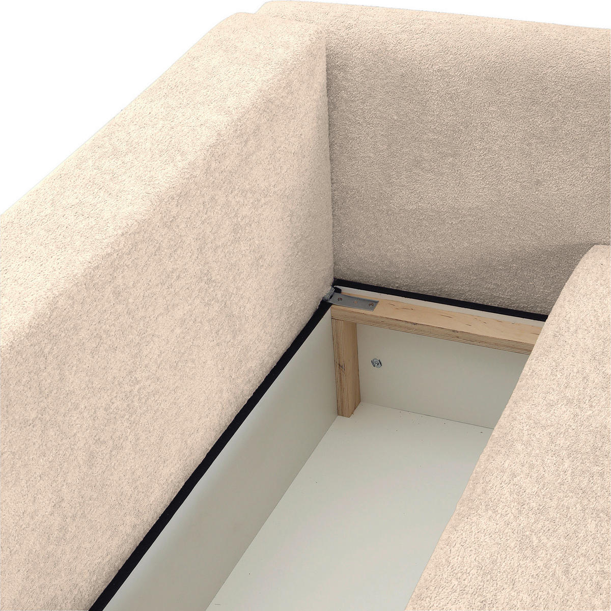 ECKSOFA Beige Plüsch Zierkissen, Rückenkissen, Bettkasten, Schlaffunktion, Rücken echt, Liegefläche im Originalstoff  - Beige/Schwarz, MODERN, Kunststoff/Textil (246/178cm) - Carryhome
